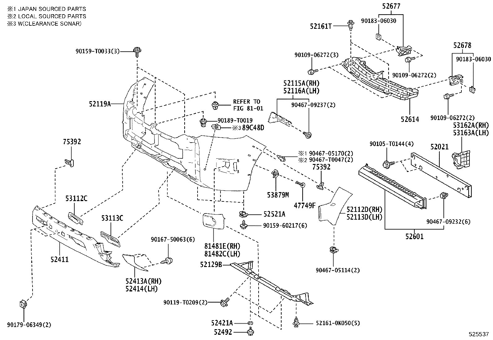 52113-YY020 EXTENSION, FRONT BUMPER, LH product image