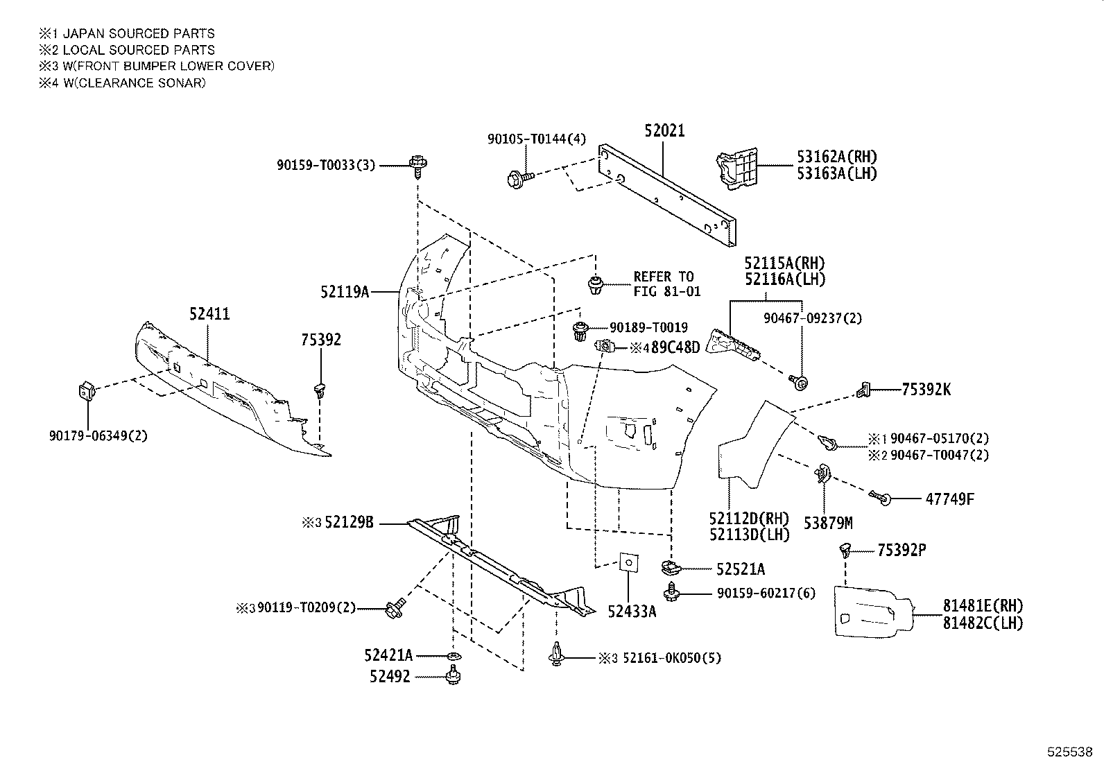 52113-YY020 EXTENSION, FRONT BUMPER, LH product image