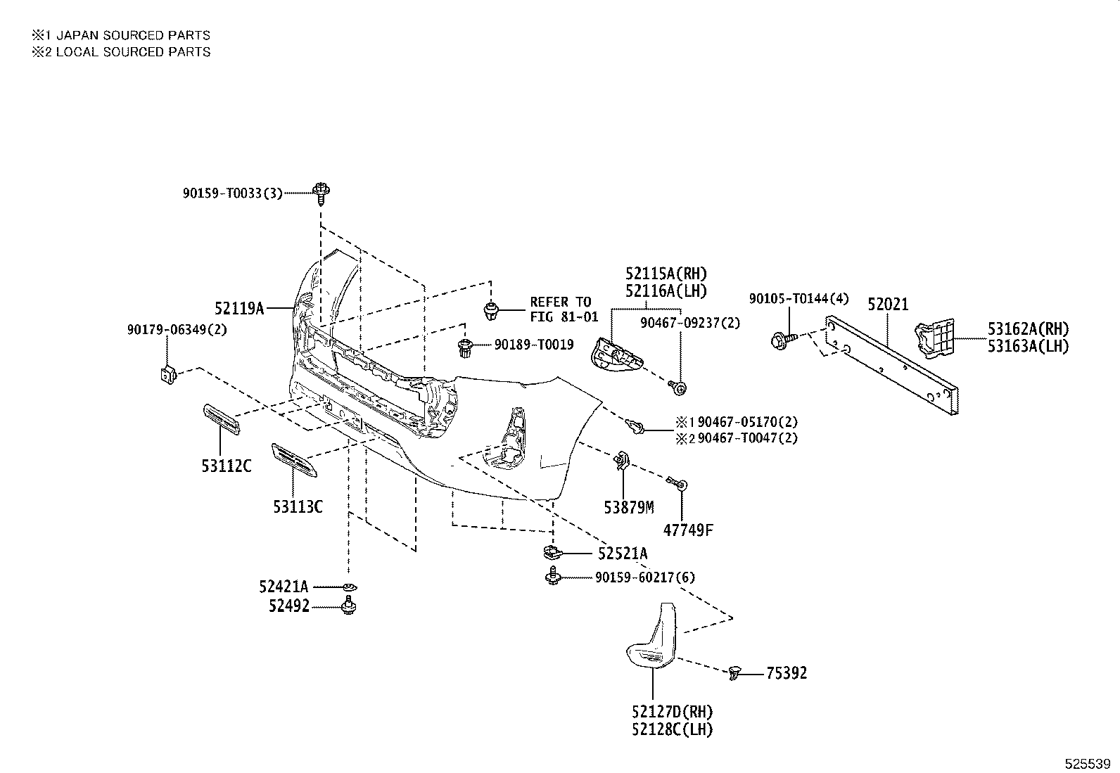 52113-YY020 EXTENSION, FRONT BUMPER, LH product image