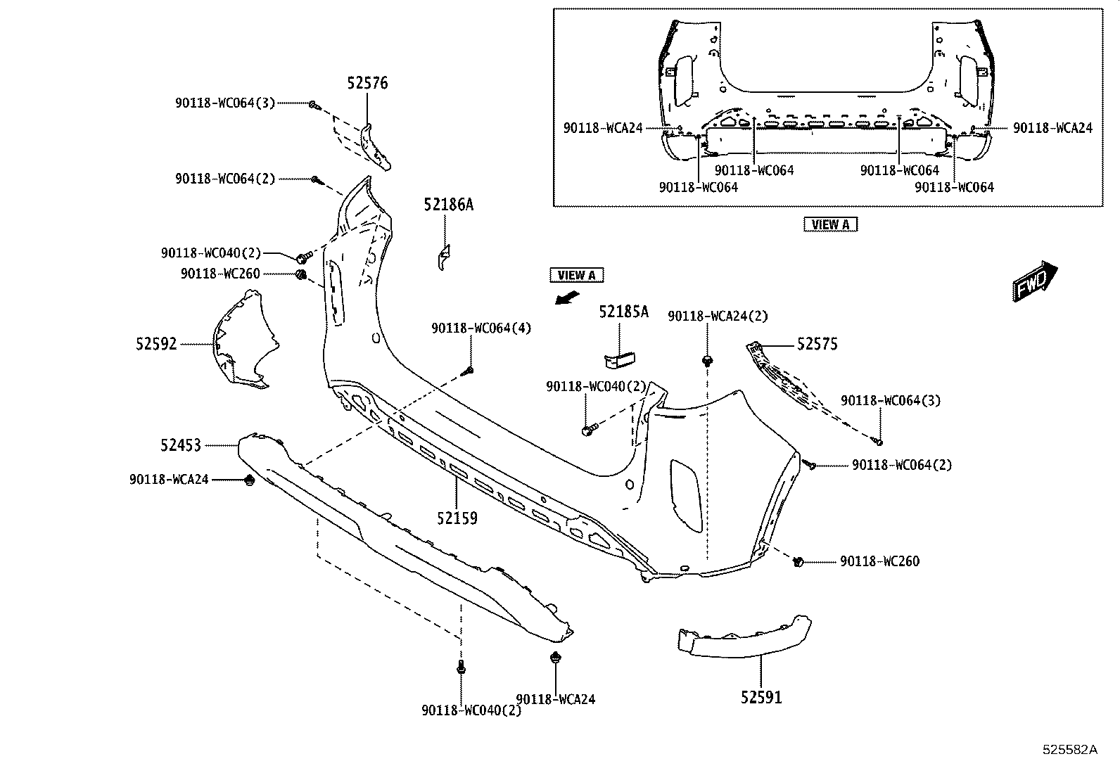 52576-WC008 RETAINER, REAR BUMPER SIDE, LH product image