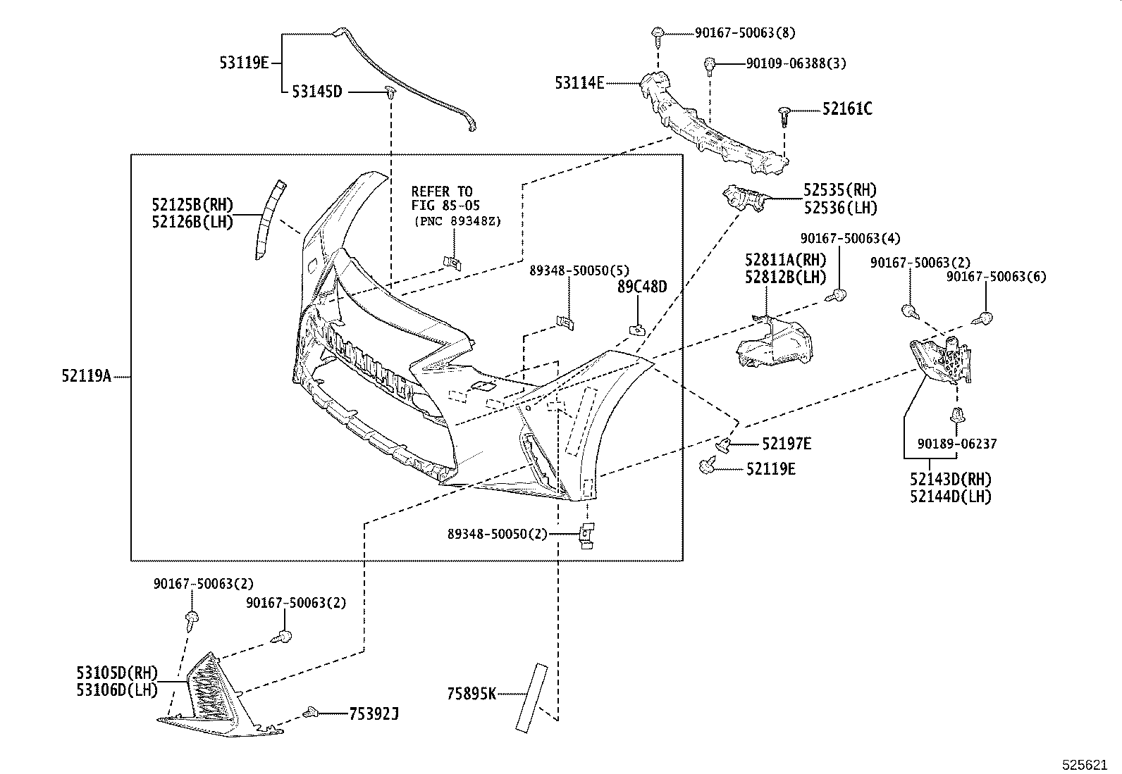 52131-53190 REINFORCEMENT, FRONT BUMPER product image