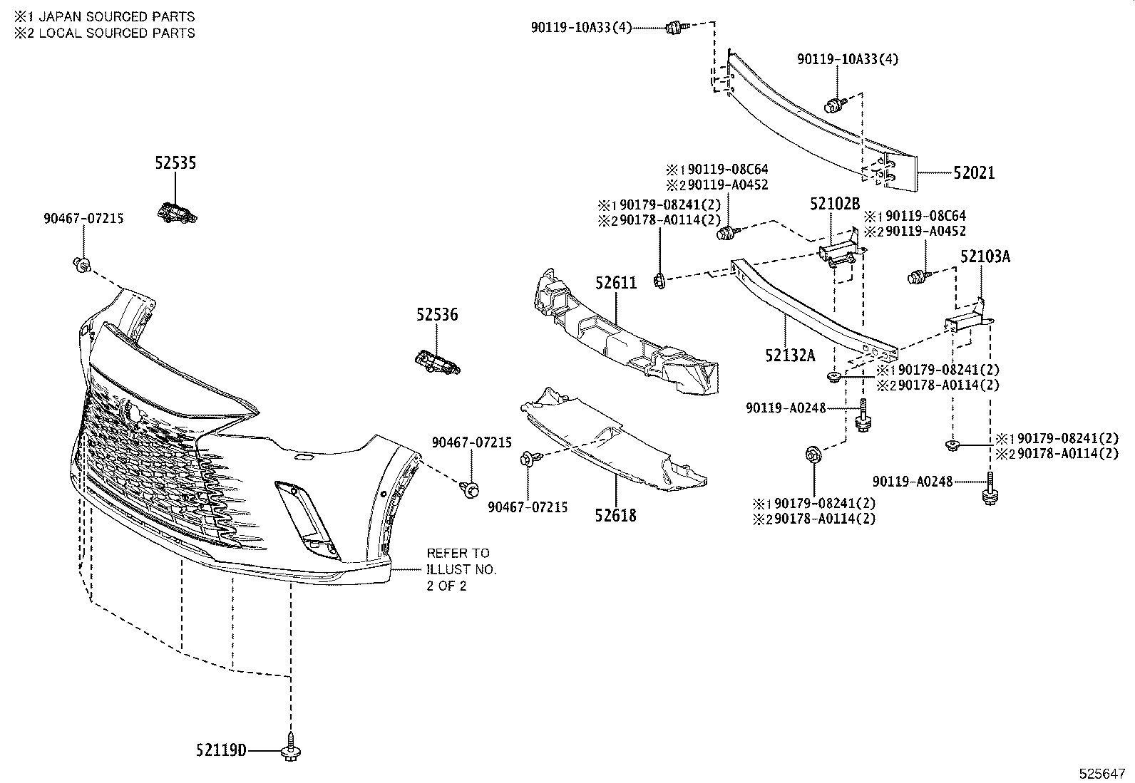 52021-0E180 REINFORCEMENT SUB-ASSY, FRONT BUMPER product image