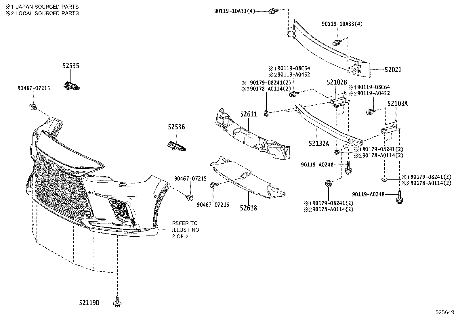 52021-0E180 REINFORCEMENT SUB-ASSY, FRONT BUMPER product image