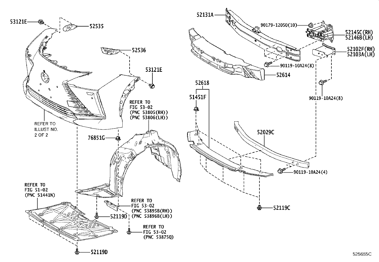 Toyota 52536-46010 RETAINER, FRONT BUMPER SIDE, LH