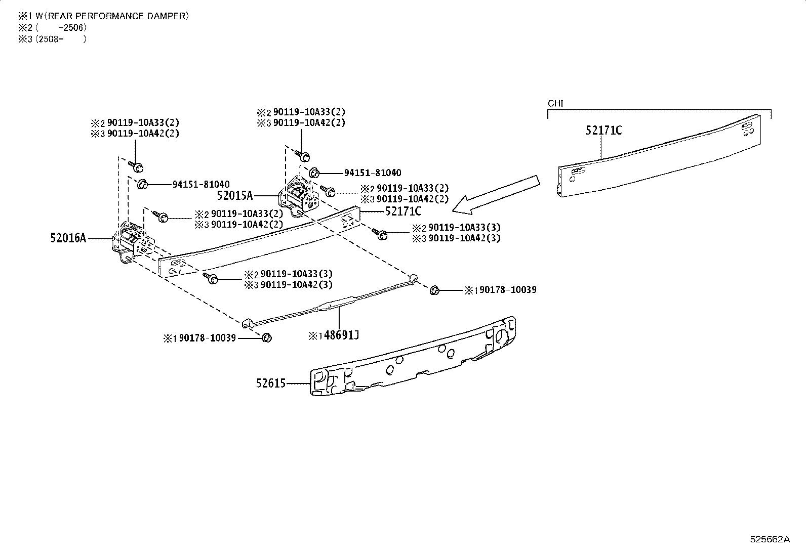 52106-46900 EXTENSION SUB-ASSY, REAR BUMPER, RH product image