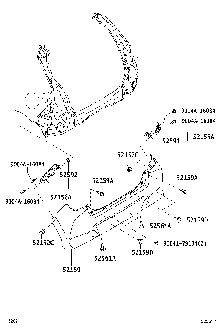 52155-BZ280 SUPPORT, REAR BUMPER SIDE, RH product image
