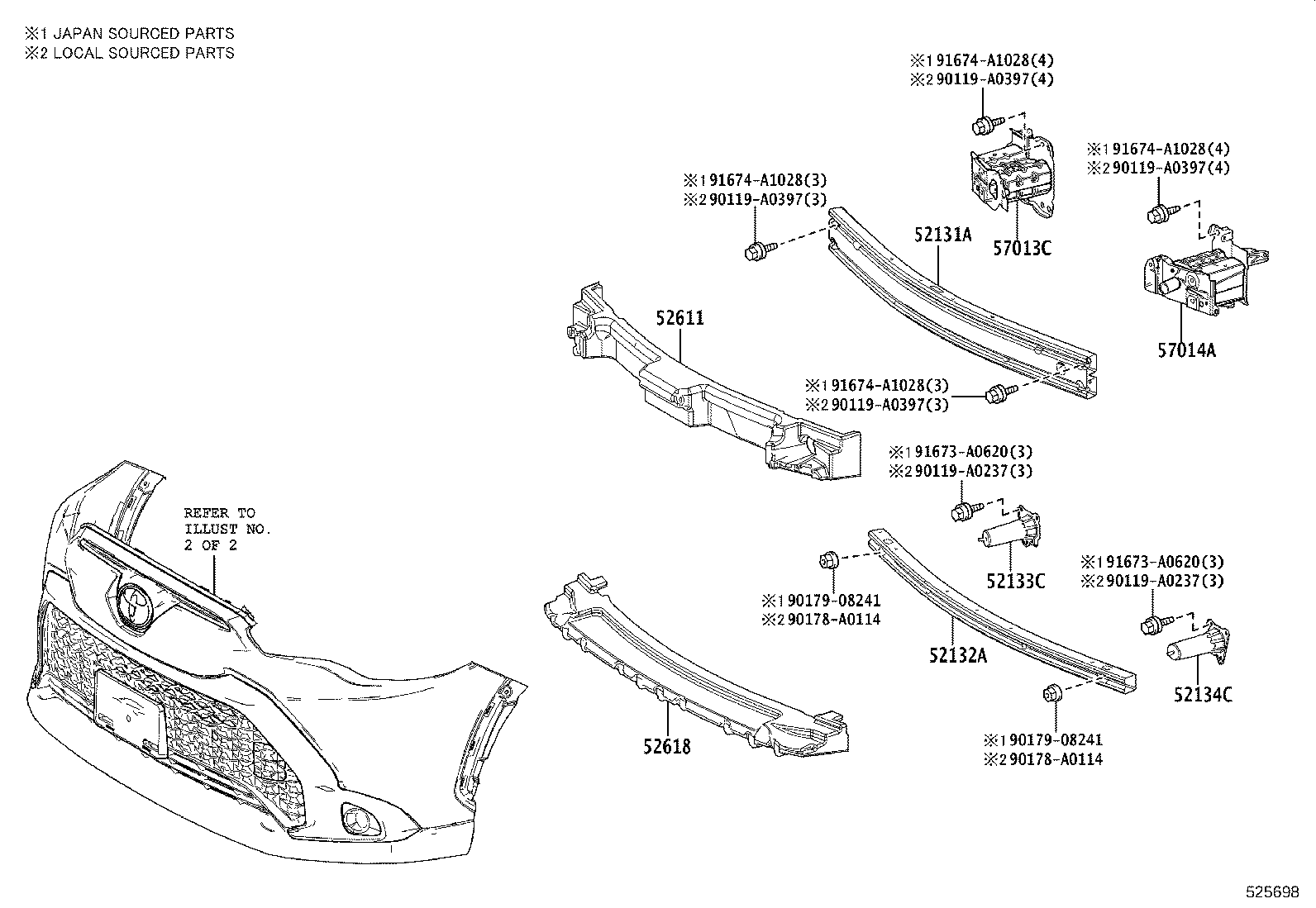 52133-0A010 REINFORCEMENT, FRONT BUMPER BAR, RH product image