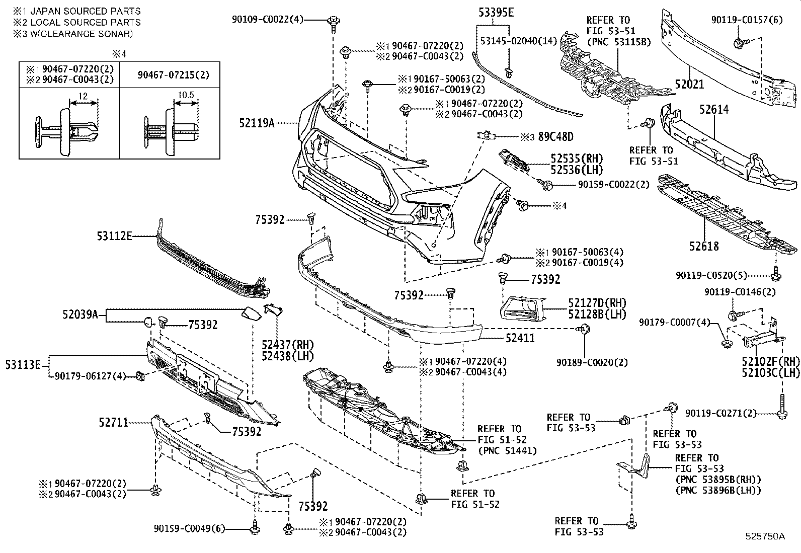 52128-0R190 COVER, FRONT BUMPER HOLE, LH product image