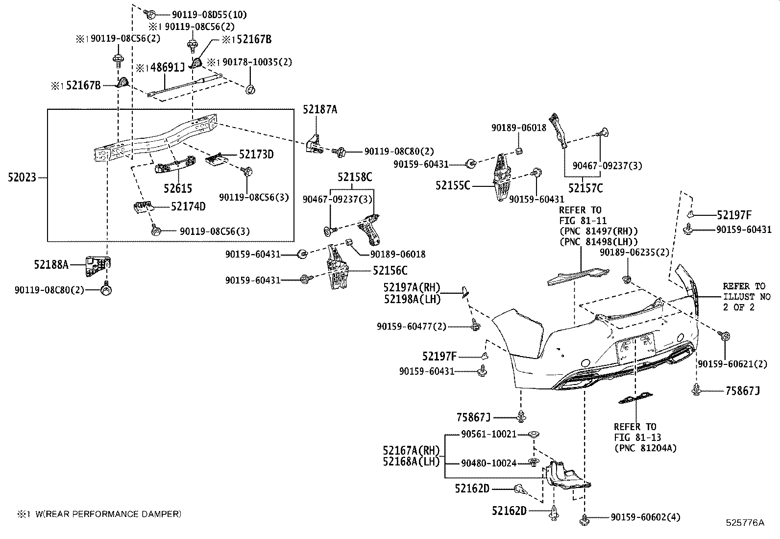 Toyota 52153-11060 EXTENSION, REAR BUMPER, LH
