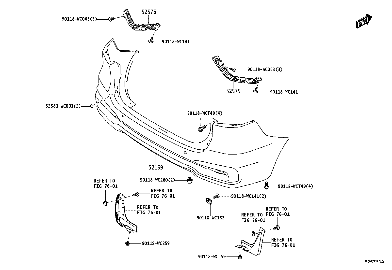 52575-WC005 RETAINER, REAR BUMPER SIDE, RH product image
