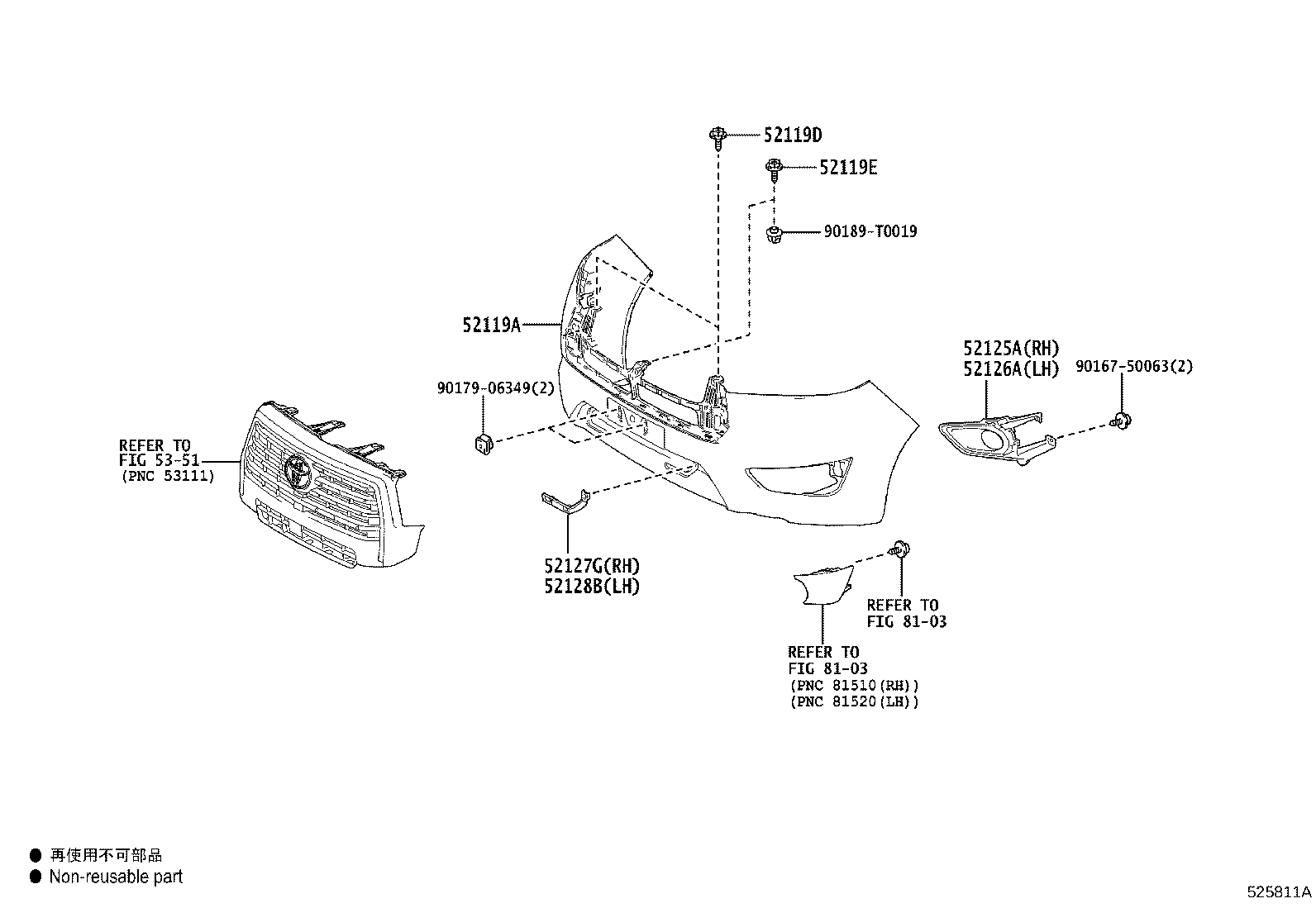52127-0K260 COVER, FRONT BUMPER HOLE, RH product image