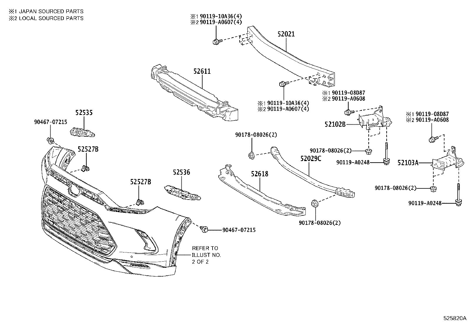 Toyota 52535-0E080 RETAINER, FRONT BUMPER SIDE, RH