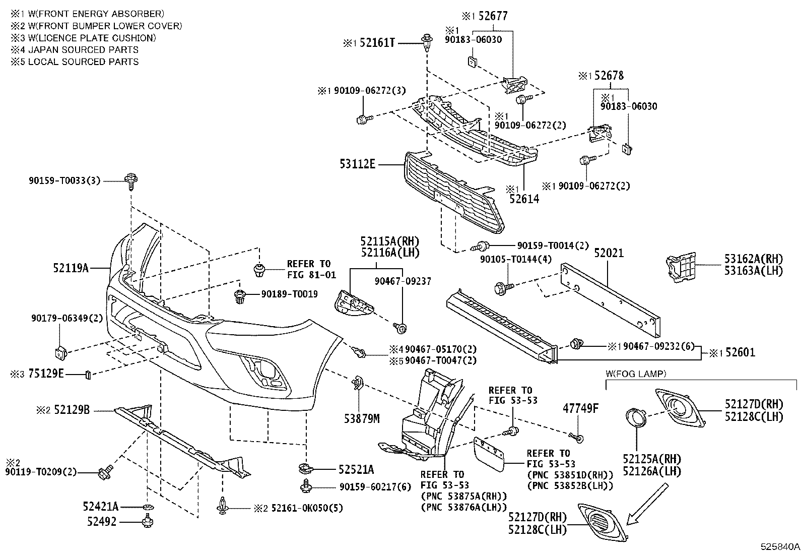Toyota 52421-0K020 PAD, FRONT BUMPER