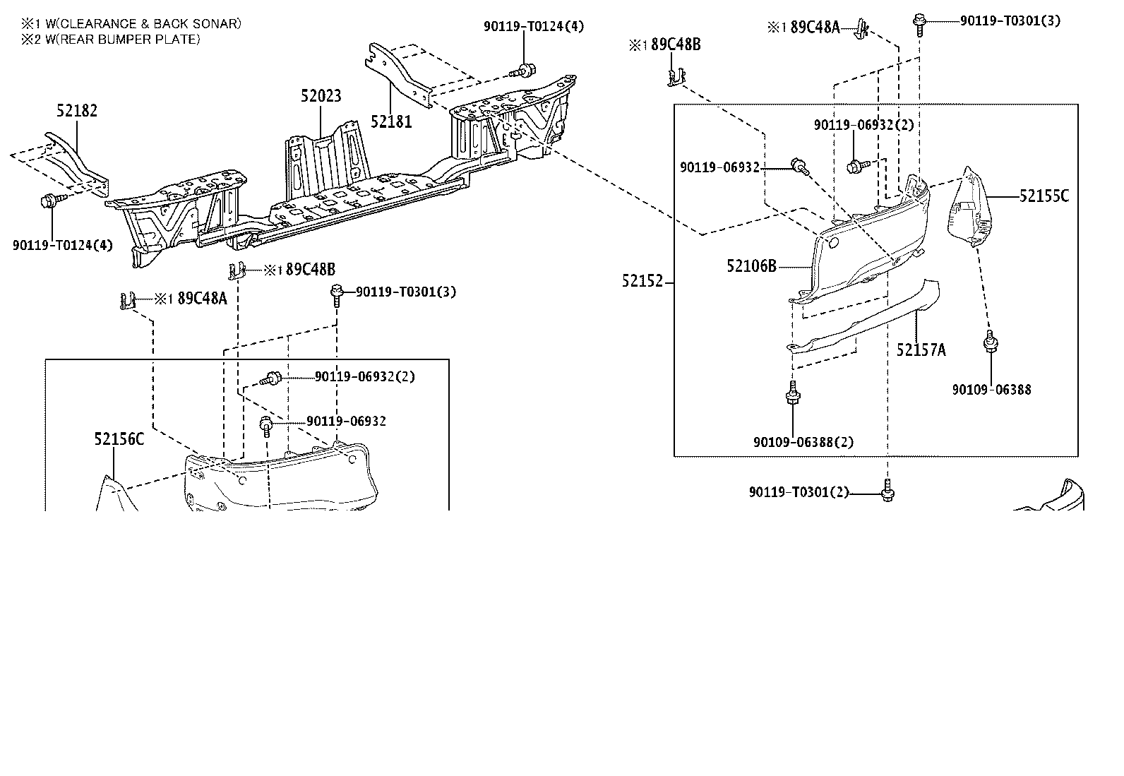 Toyota 52160-0K850 BAR, REAR BUMPER, LH