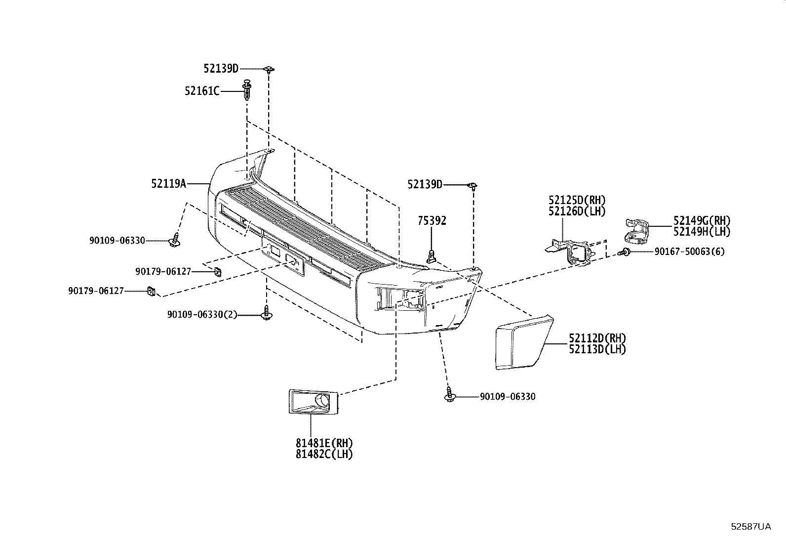 52138-60160 BRACKET, FRONT BUMPER ARM MOUNTING, NO.4 product image