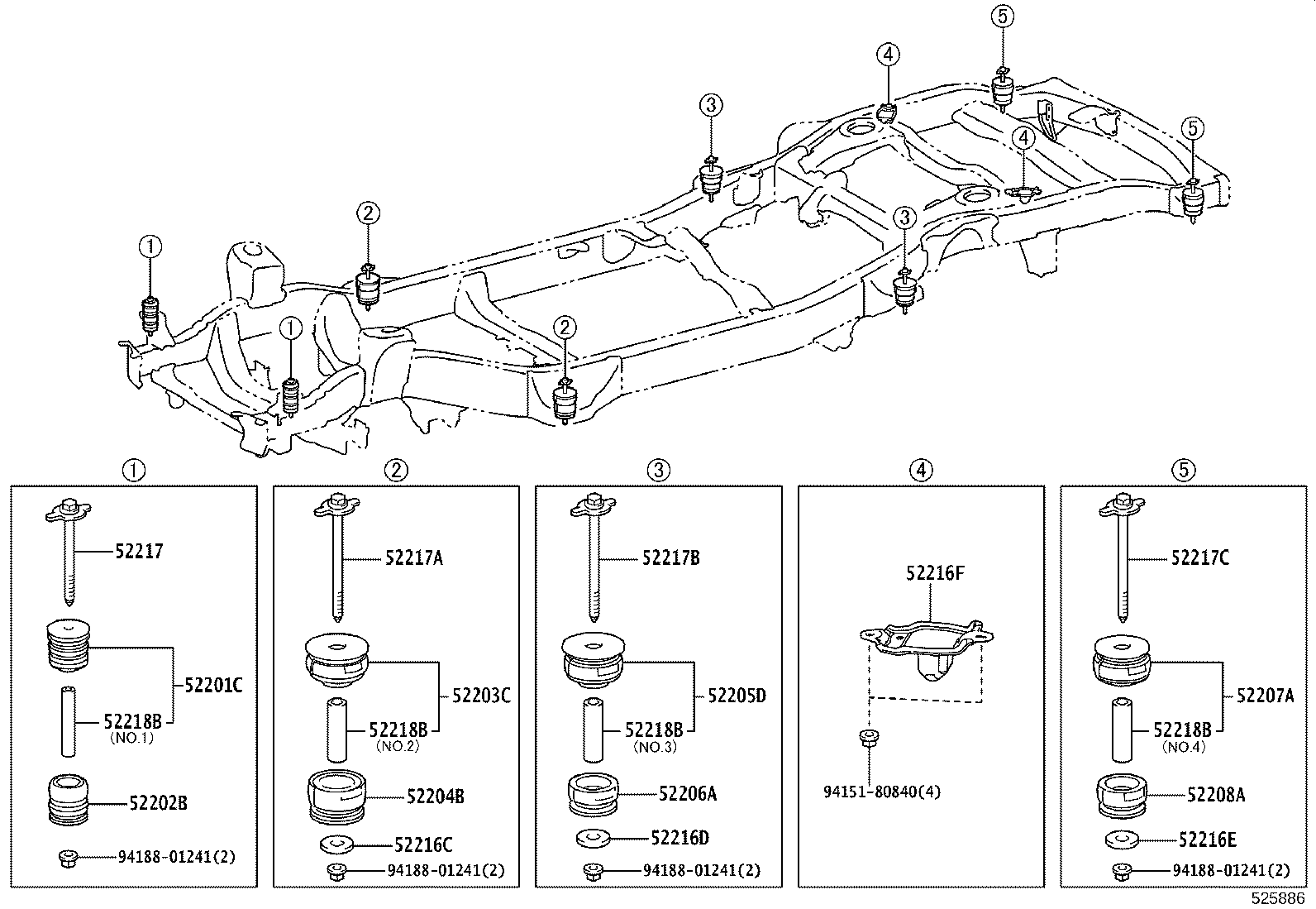 52203-60140 CUSHION SUB-ASSY, CAB MOUNTING, NO.2 UPPER product image