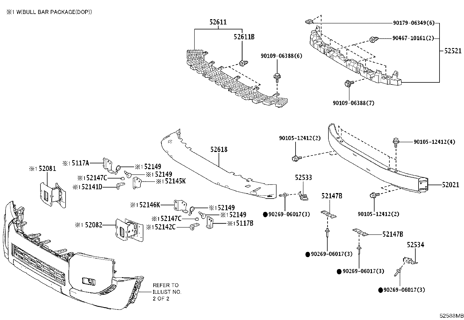 52082-60030 STAY SUB-ASSY, FRONT BUMPER, LH product image