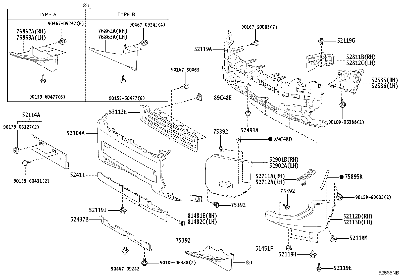 52082-60030 STAY SUB-ASSY, FRONT BUMPER, LH product image