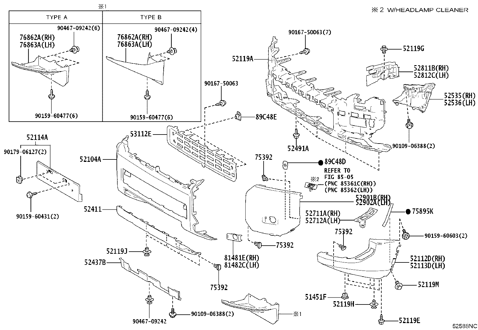 52082-60030 STAY SUB-ASSY, FRONT BUMPER, LH product image