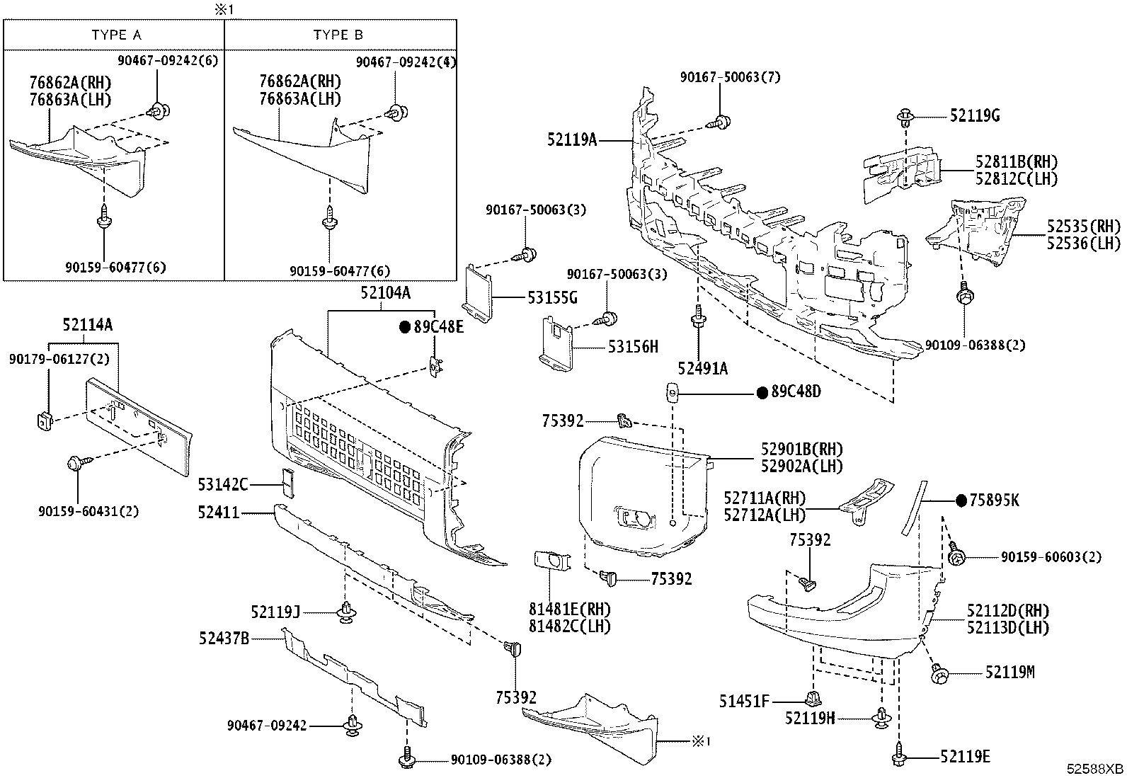 52082-60030 STAY SUB-ASSY, FRONT BUMPER, LH product image