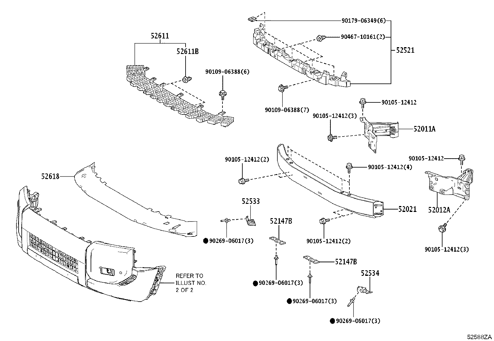 Toyota 52535-60030 RETAINER, FRONT BUMPER SIDE, RH