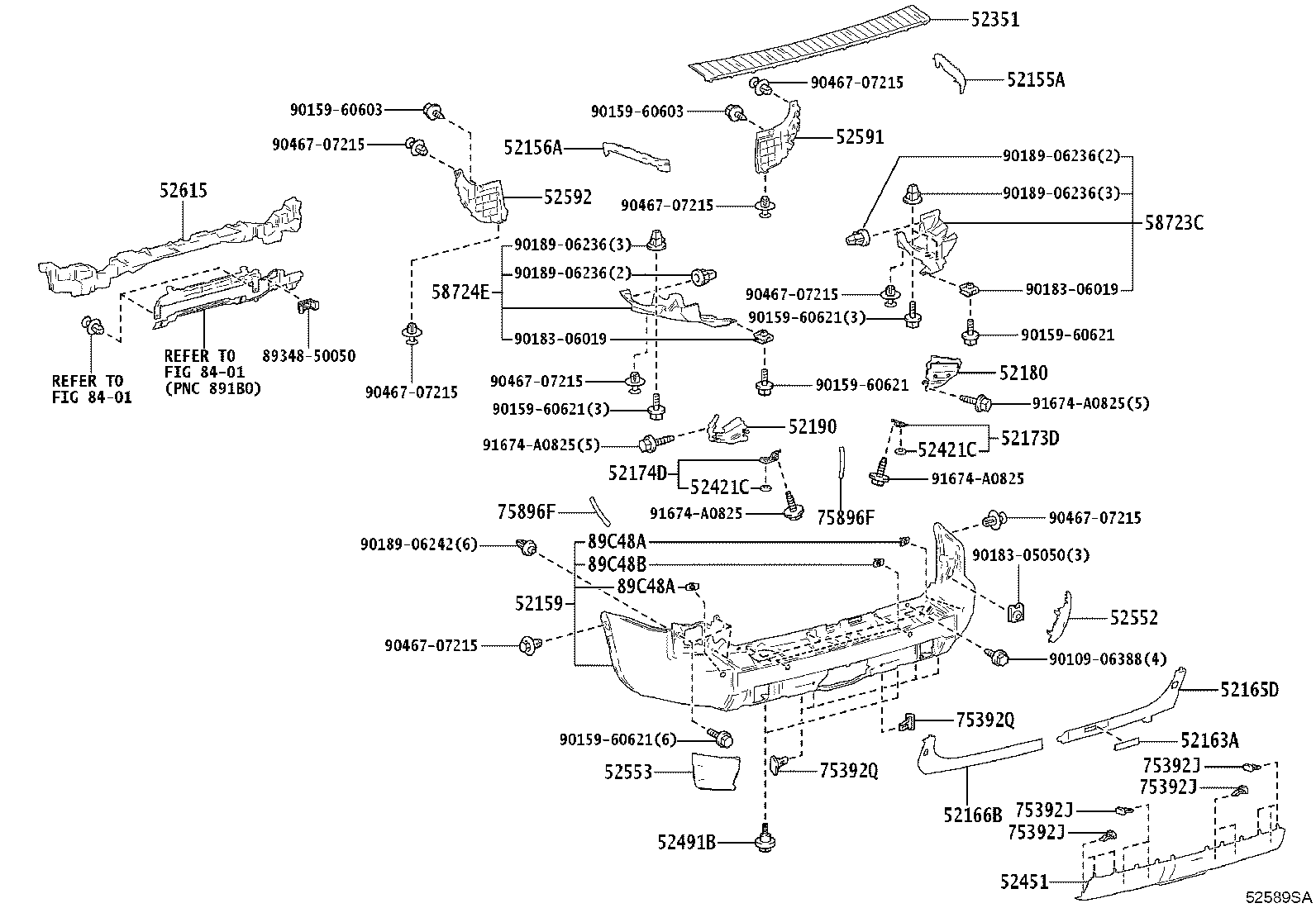 52552-60040-F0 FILLER, REAR BUMPER, RH product image