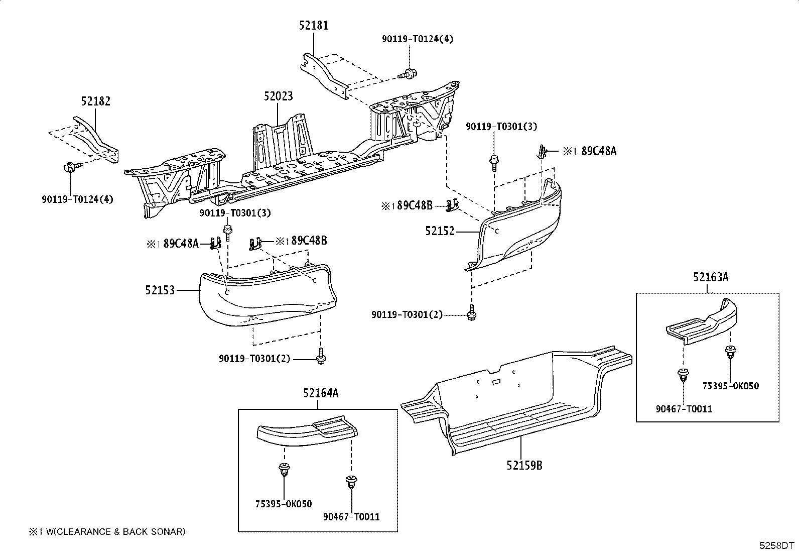 52182-0K100 ARM, REAR BUMPER, LH product image