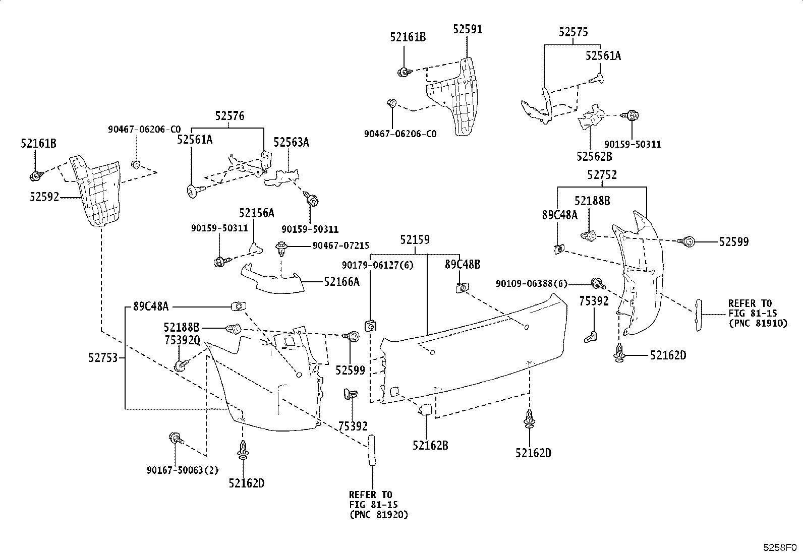 52159-15901-C0 COVER, REAR BUMPER product image
