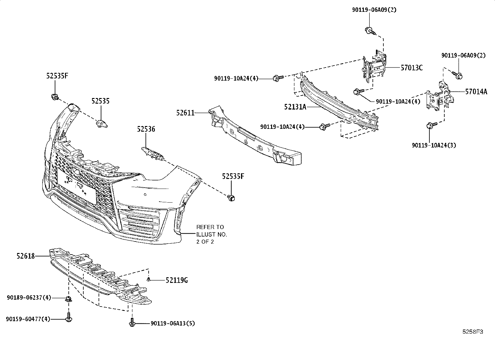 52618-52210 ABSORBER, FRONT BUMPER, LOWER product image