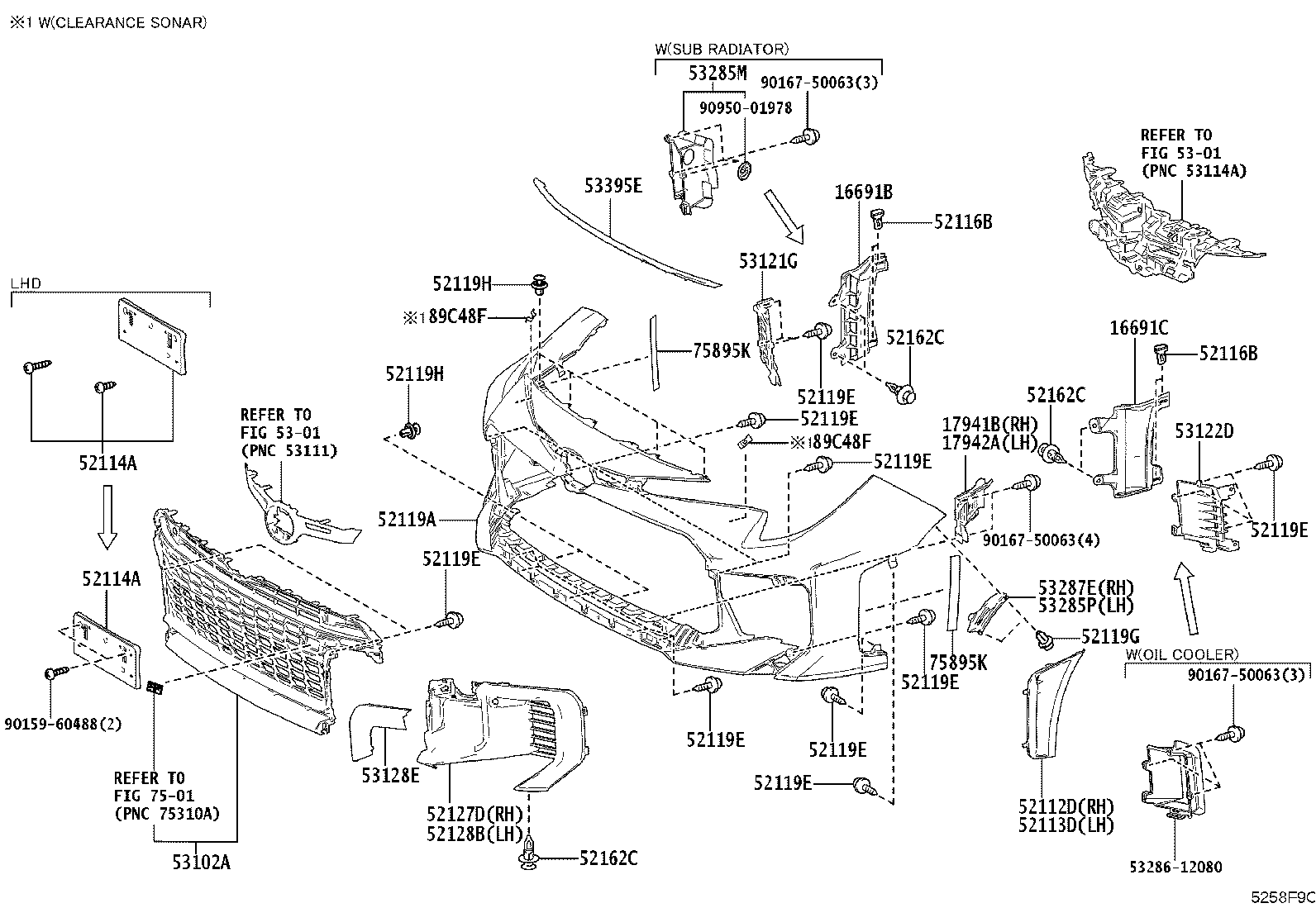 52128-12350 COVER, FRONT BUMPER HOLE, LH product image