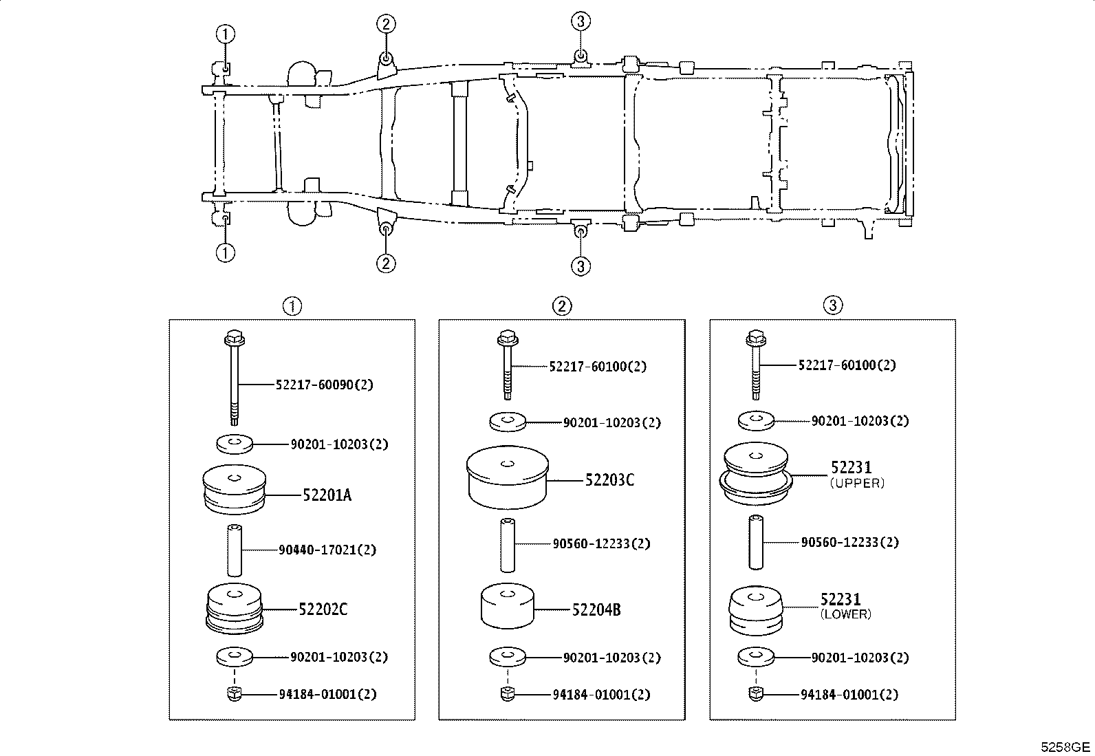 52206-60060 CUSHION, BODY MOUNT, NO.3 UPPER product image