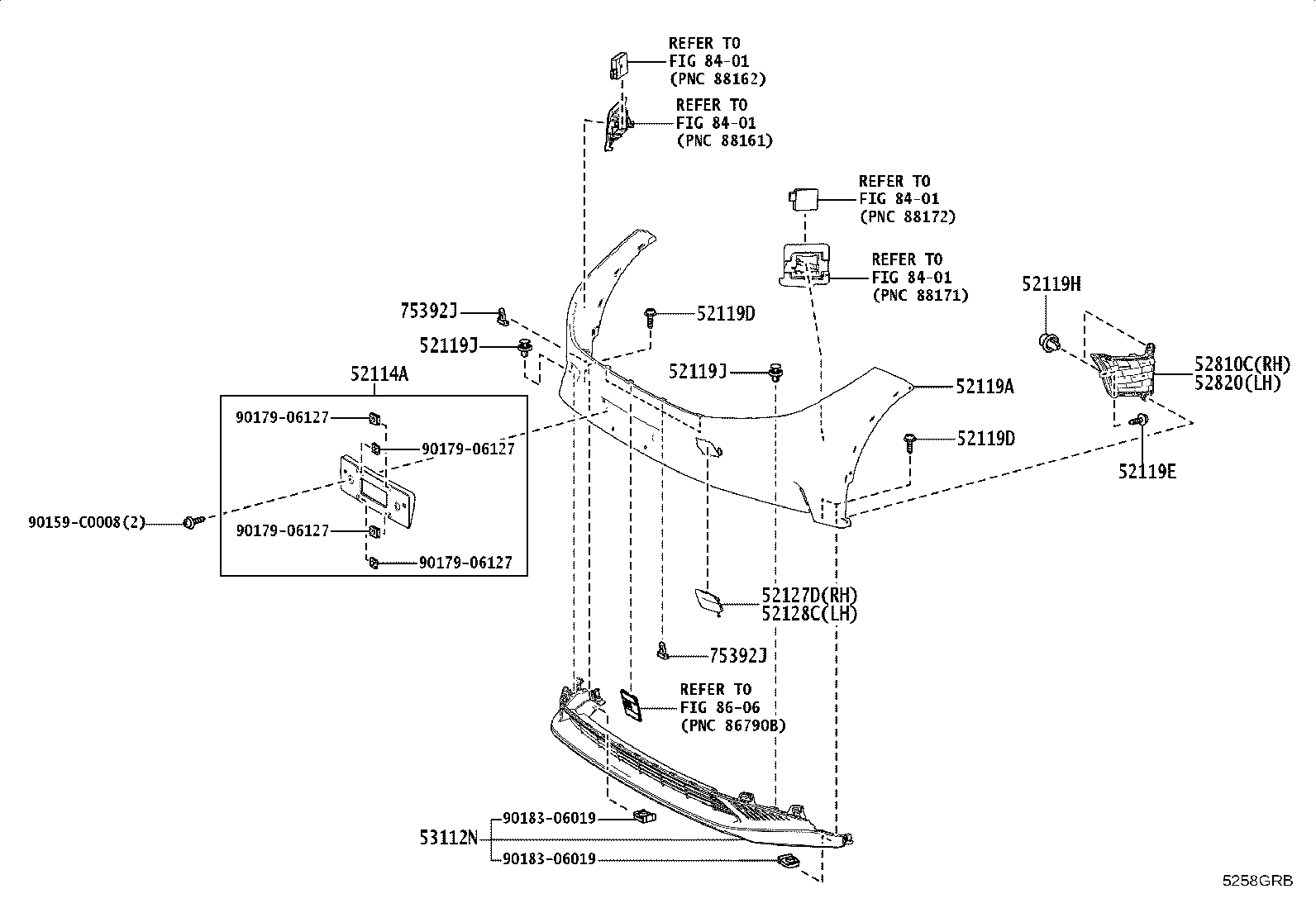 52114-03030 BRACKET, FRONT BUMPER EXTENSION MOUNTING product image
