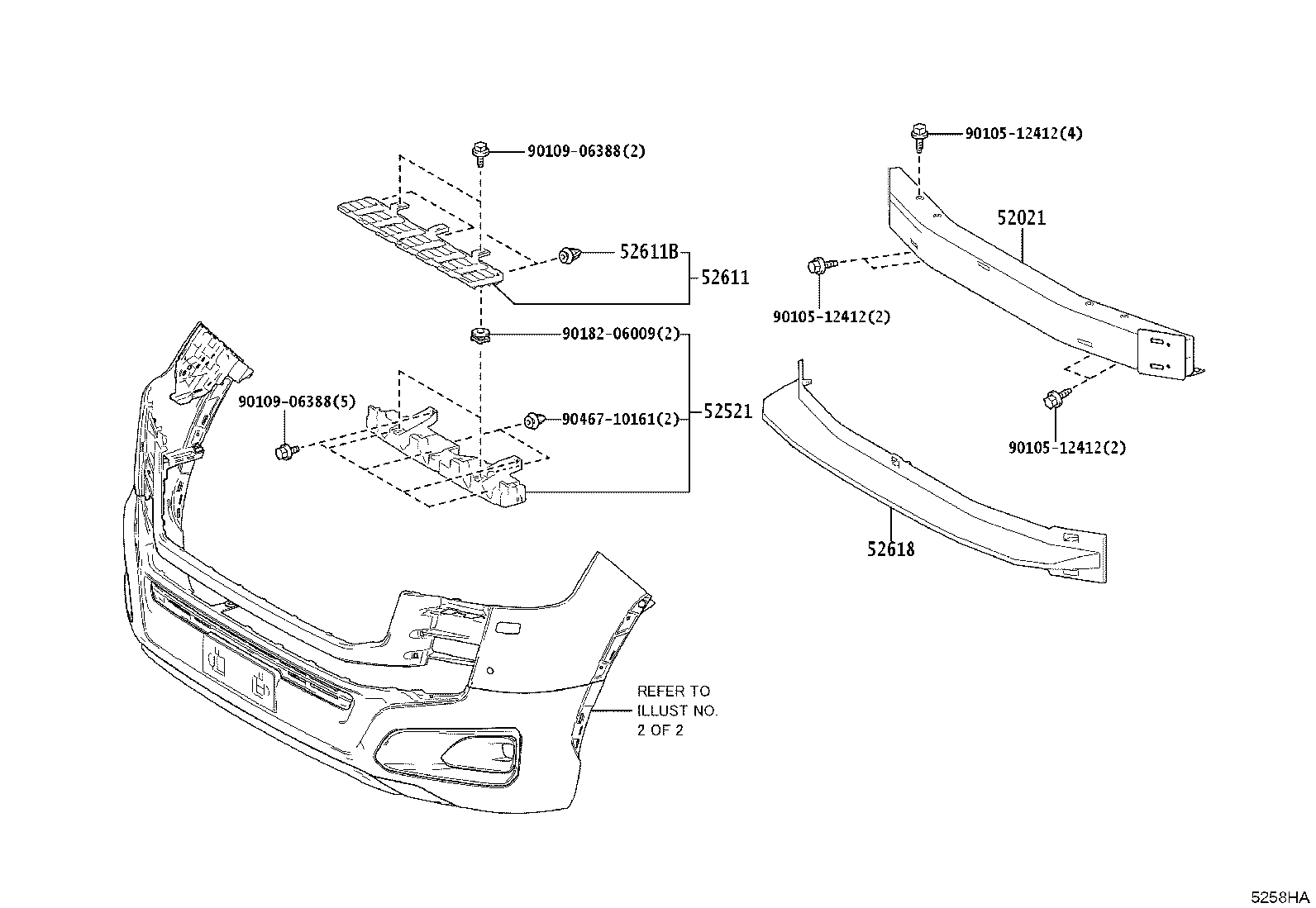 52011-60020 BRACKET SUB-ASSY, FRONT BUMPER, RH product image
