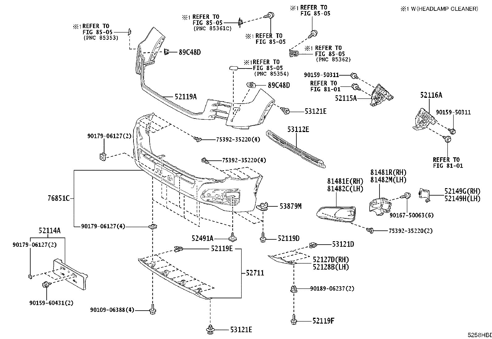 52011-60020 BRACKET SUB-ASSY, FRONT BUMPER, RH product image