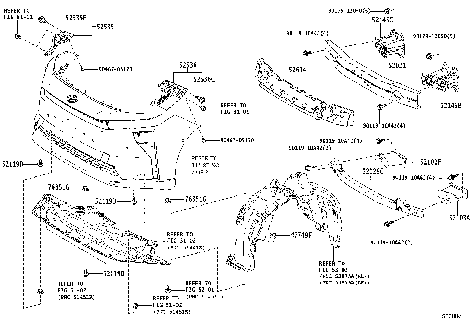 52112-42150 EXTENSION, FRONT BUMPER, RH product image