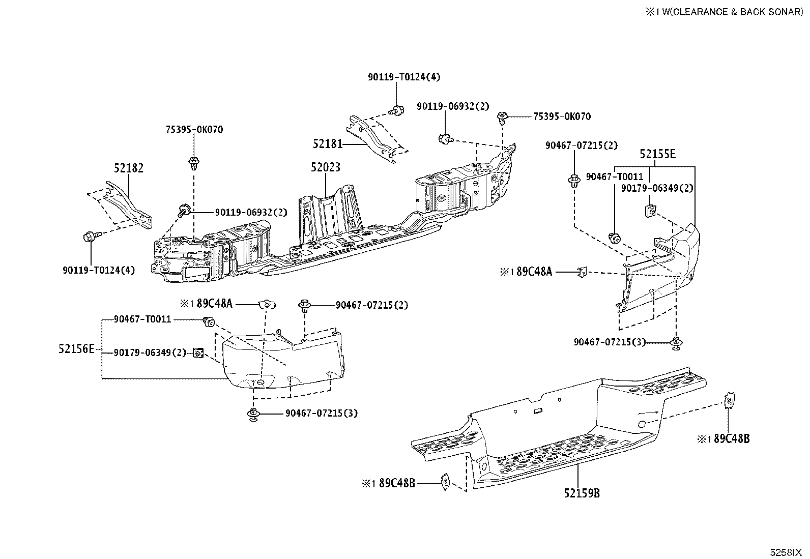 52155-0K080 INSERT, REAR BUMPER EXTENSION, RH product image