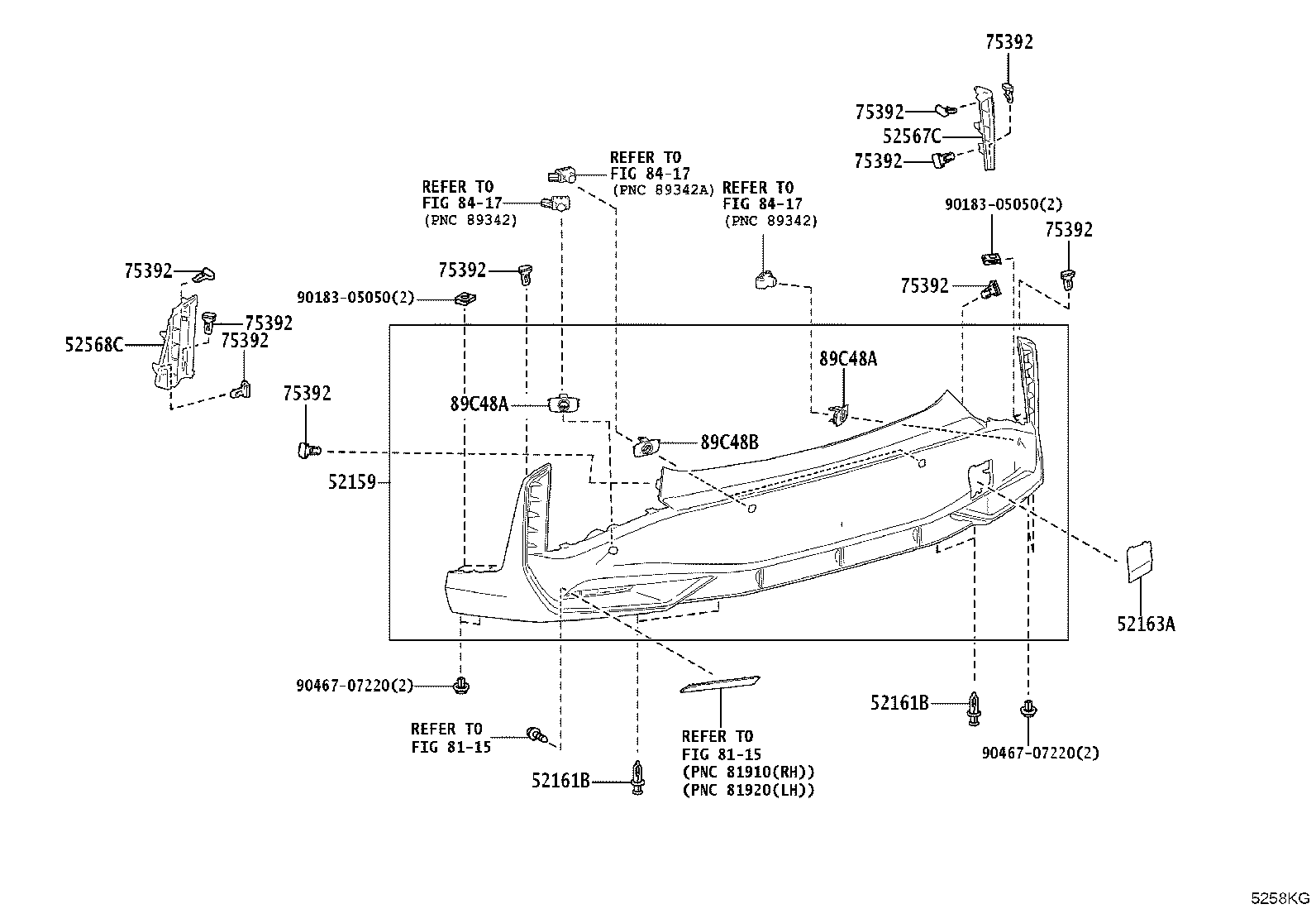 52106-46900 EXTENSION SUB-ASSY, REAR BUMPER, RH product image