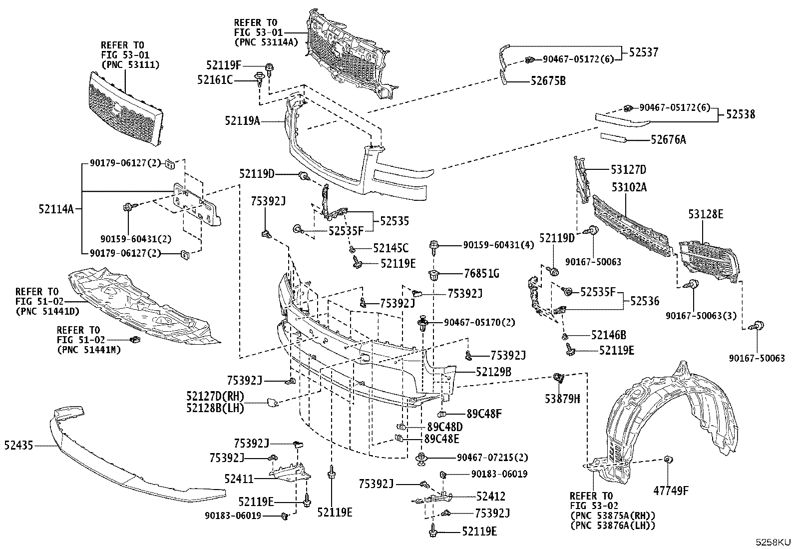 52103-0E040 EXTENSION SUB-ASSY, FRONT BUMPER, LH product image