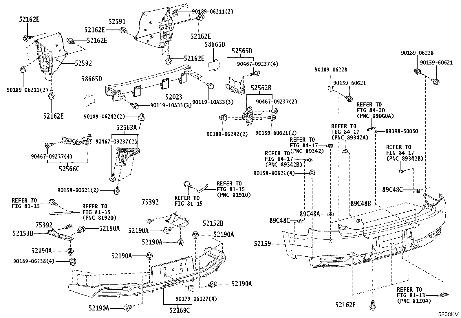 52152-40030 EXTENSION, REAR BUMPER, RH product image
