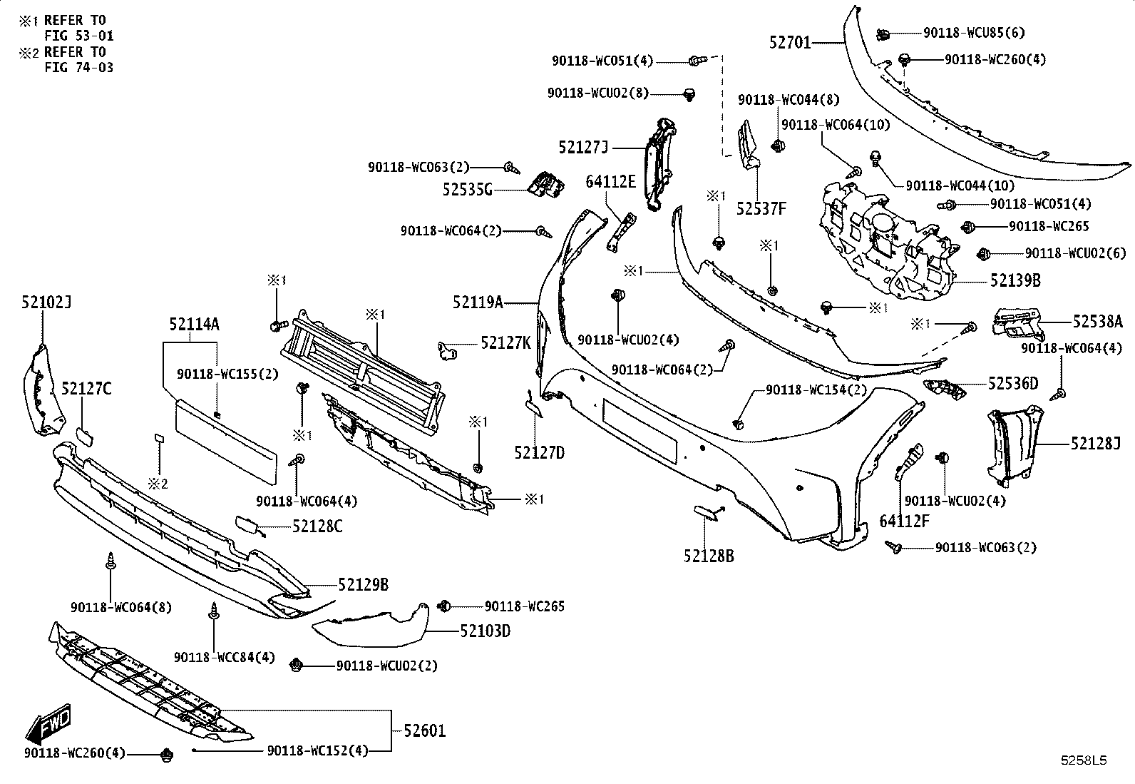 52132-WC009 MOULDING SUB-ASSY, FRONT BUMPER product image