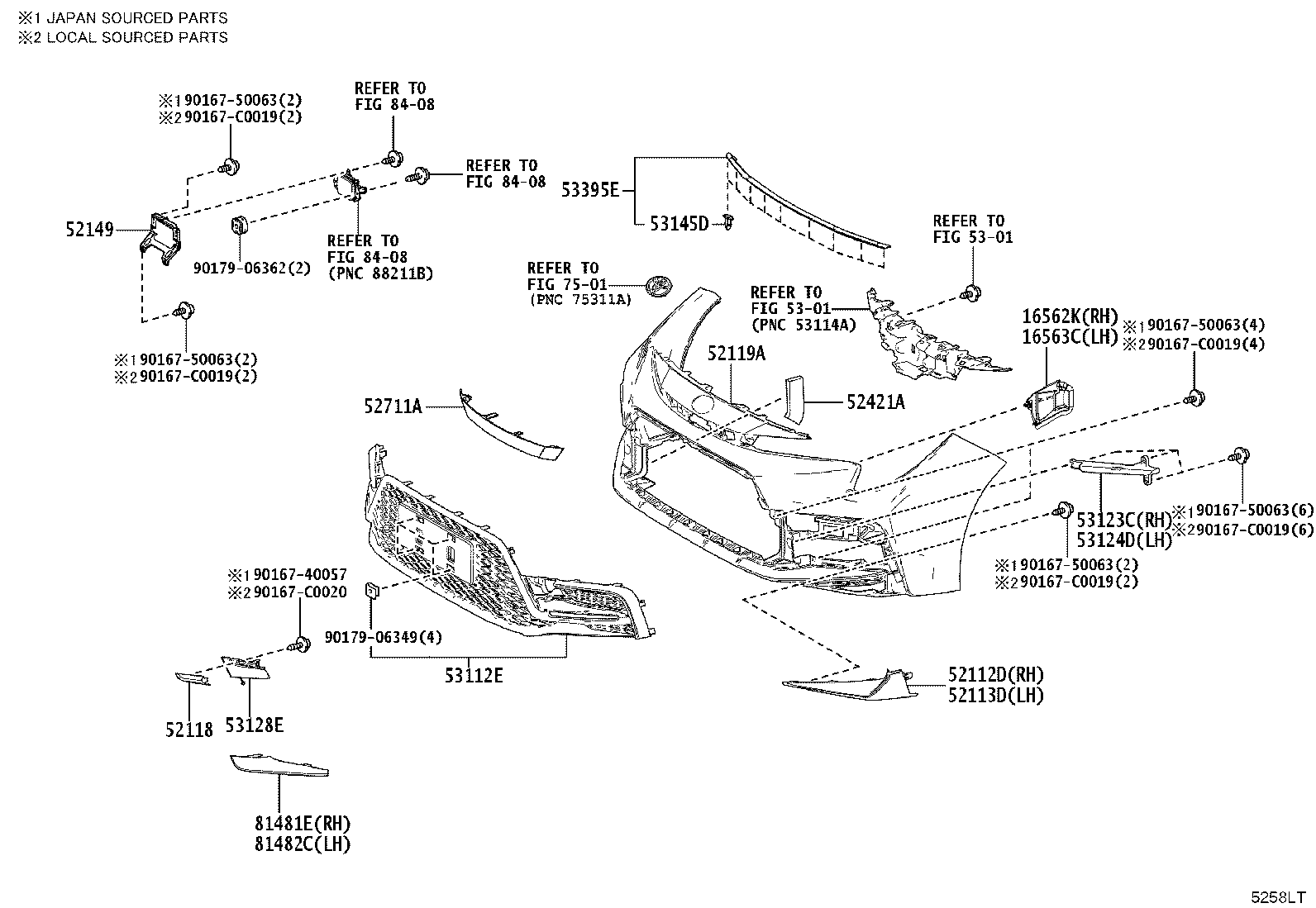52113-02080 EXTENSION, FRONT BUMPER, LH product image