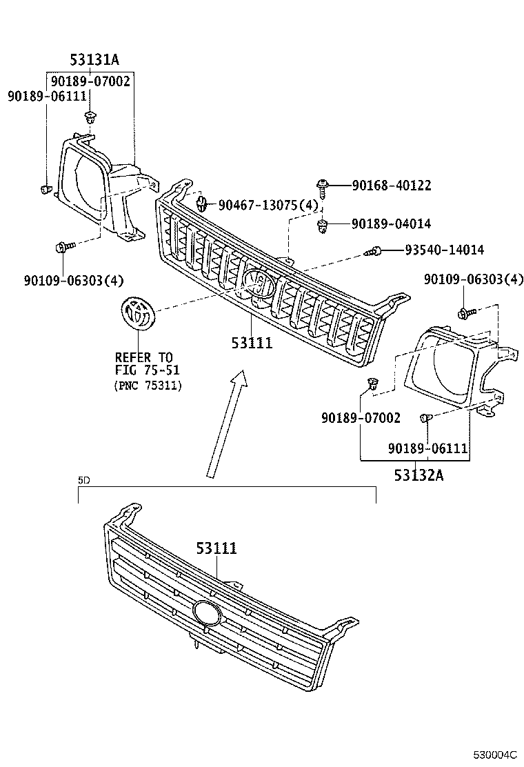53111-60320 GRILLE, RADIATOR product image