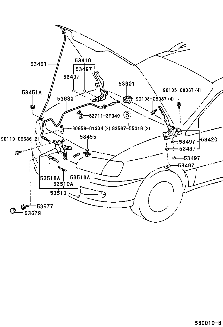 53510-44010 LOCK ASSY, HOOD product image
