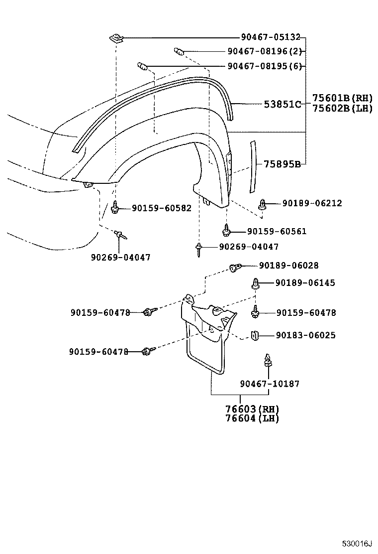 53866-60050 SEAL, FRONT FENDER TO COWL SIDE, RH product image