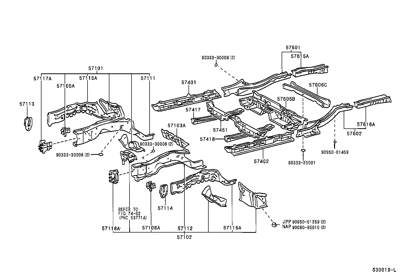 Toyota 57115-06020 PLATE, FRONT SIDE MEMBER, OUTER RH