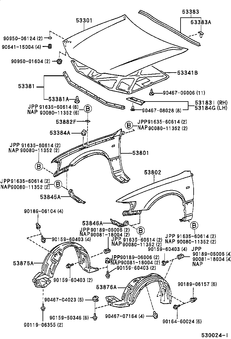 Toyota 53812-33070 FENDER SUB-ASSY, FRONT LH