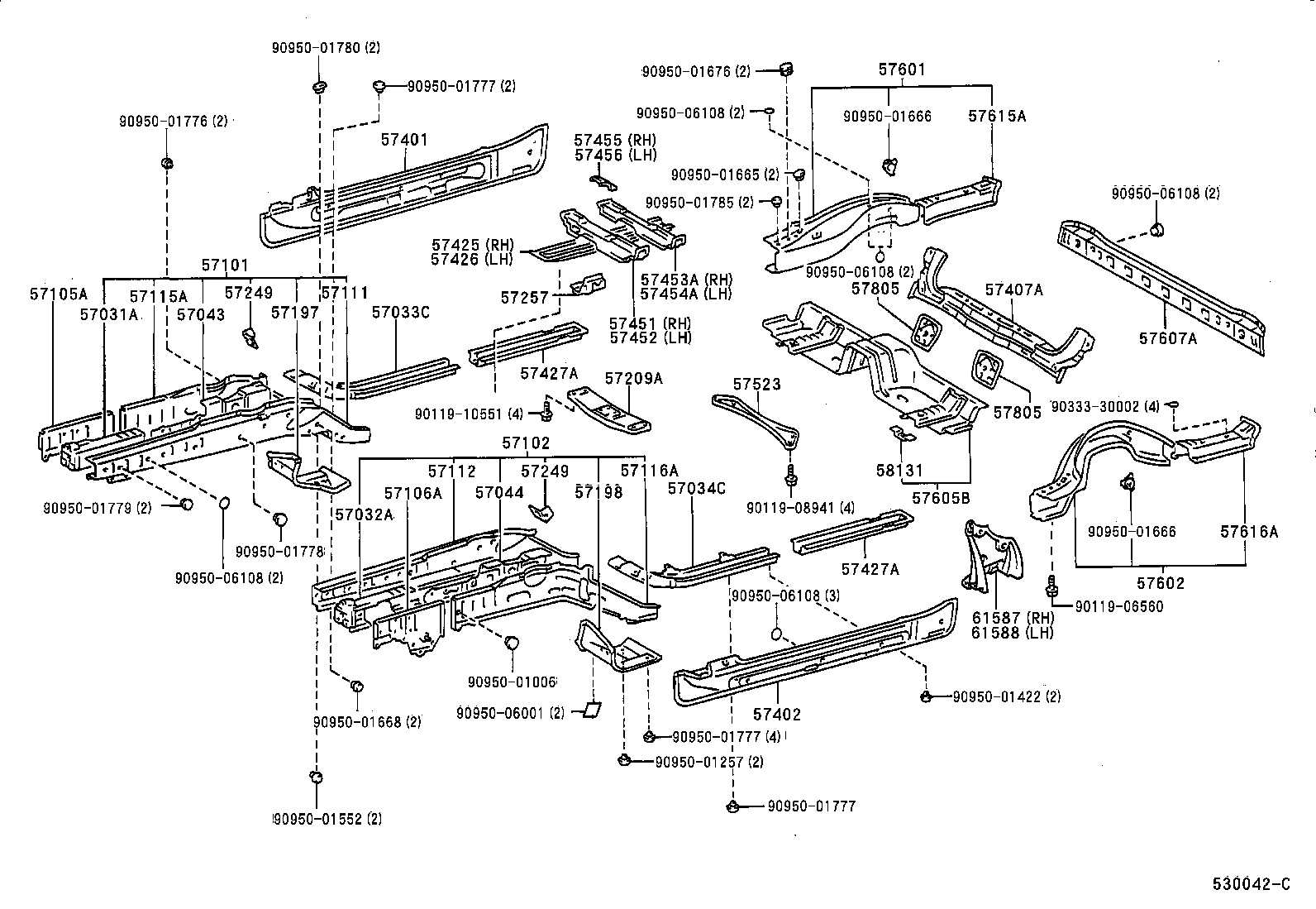 57033-24012 REINFORCE SUB-ASSY, FRONT SIDE MEMBER, NO.3 RH product image