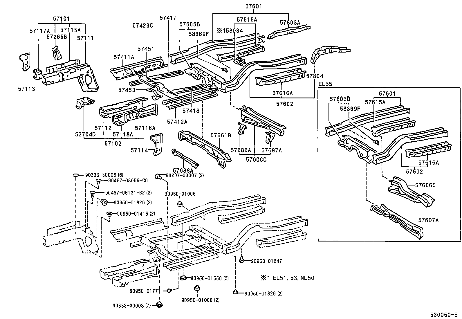 57803-16050 REINFORCEMENT SUB-ASSY, REAR FLOOR SIDE MEMBER, REAR RH product image