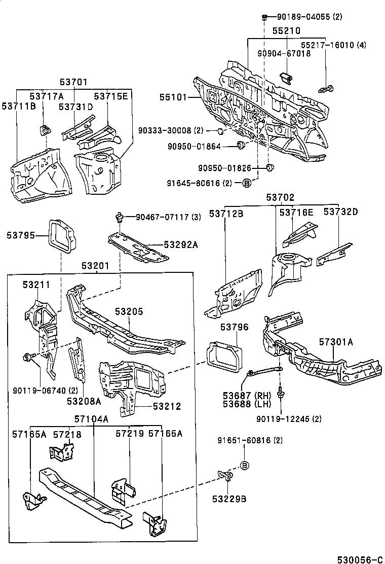 Toyota 53201-16341 SUPPORT SUB-ASSY, RADIATOR