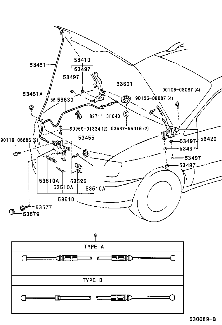 53630-44040 CABLE ASSY, HOOD LOCK CONTROL product image